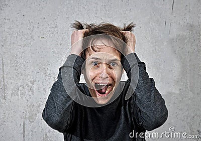 Crazy young man Stock Photo