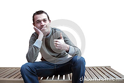 Crazy young man with thumbs up Stock Photo