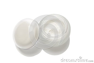 Cream bottle cosmetic glass beauty product for face cate and body healthy natural facial luxury makeup white background Stock Photo