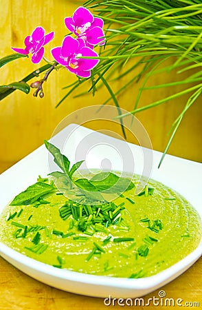 Cream of broccoli soup Stock Photo