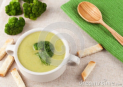 Cream broccoli soup, healthy vegetarian recipe Stock Photo