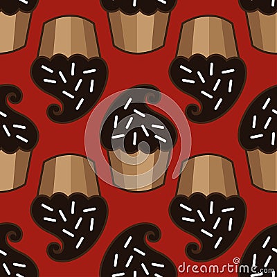 Cream choco cake seamless pattern Vector Illustration