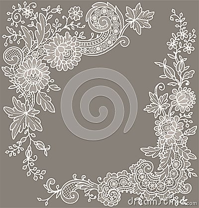 Cream-Colored Lace. Corners. Vector Illustration