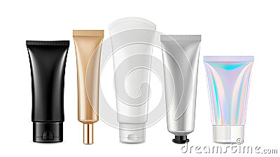 Cream Cosmetic Blank Tubes Packages Set Vector Vector Illustration