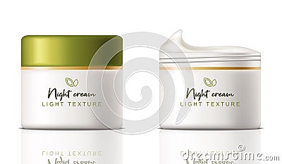 Cream cosmetics Vector realistic. Product placement mock up bottles. Packaging design label lotions 3ds Vector Illustration