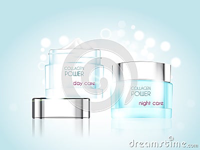 Cream jar skin care product package Vector Illustration