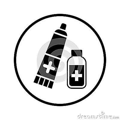 Cream, medicine, black ointment icon Vector Illustration