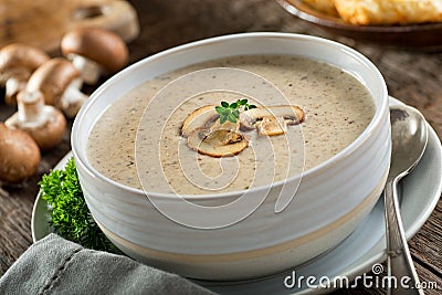 Cream of Mushroom Soup Stock Photo