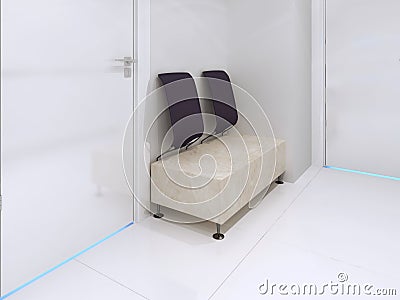 Cream ottoman with backrest near doors Stock Photo