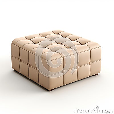 Cream Ottoman: Realistic 3d Render Of Beige Ottoman Stock Photo