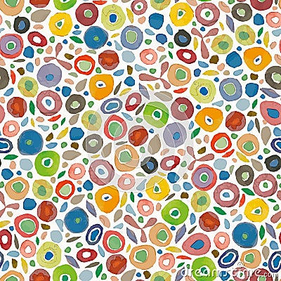 Cream pattern with colorful dots. Vector Illustration