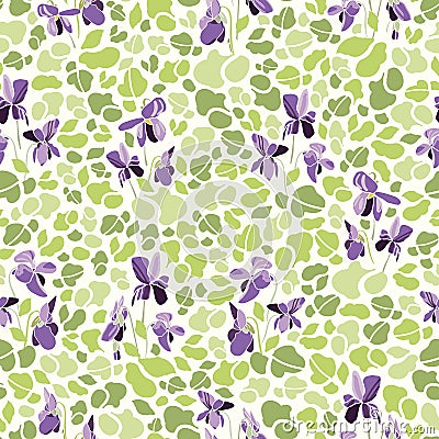 Cream pattern with viola. Vector Illustration