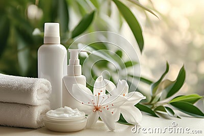 Cream pore minimizing creamminimalist skincare. Skin firming creamanti aging skincare rejuvenation jar. Pot porokeratosis bottle Stock Photo
