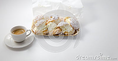 Cream puff cakes with whipped cream Stock Photo