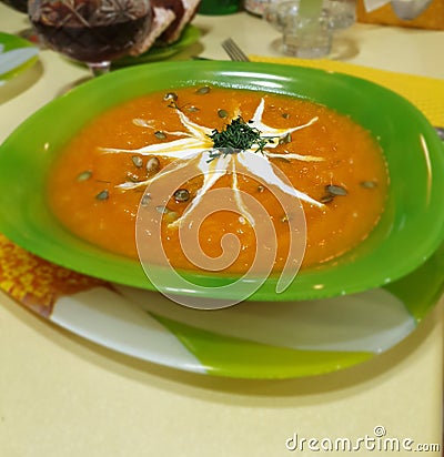 Cream pumpkin soup Stock Photo