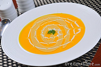 Cream Pumpkin Soup Stock Photo