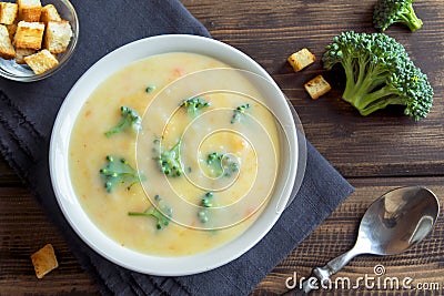 Cream soup with broccoli Stock Photo