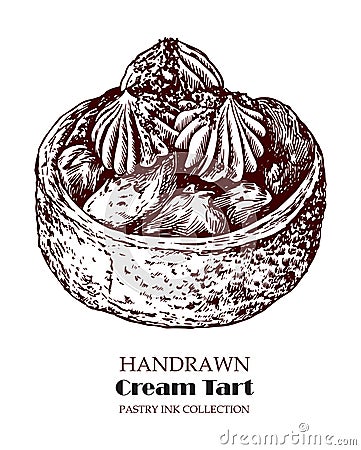 cream tart ink sketch for menu Vector Illustration