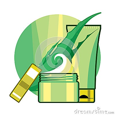 Cream and tonic for the care with aloe vera Vector Illustration