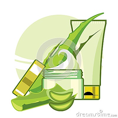 Cream and tonic for the care with aloe vera Vector Illustration