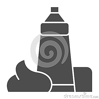 Cream tube solid icon. Lotion bottle vector illustration isolated on white. Cosmetic glyph style design, designed for Vector Illustration