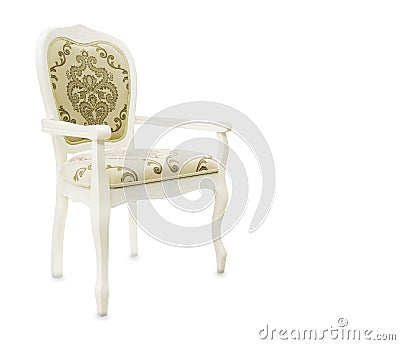 Cream Vintage Chair isolated over white Stock Photo