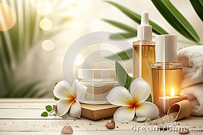 Cream wall mounted dispenser radiance boosting cream jar. Skincare soothing creamretinol for youthful skin jar pot meditate mockup Stock Photo