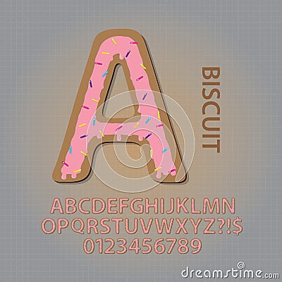 Creamy Biscuit Alphabet and Numbers Vector Vector Illustration