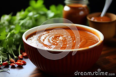 Creamy Bowl chipotle sauce. Generate Ai Stock Photo
