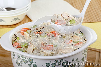 Creamy Chicken Rice Soup Stock Photo