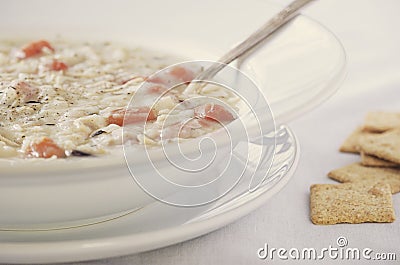 Creamy Chicken Wild Rice Soup Stock Photo