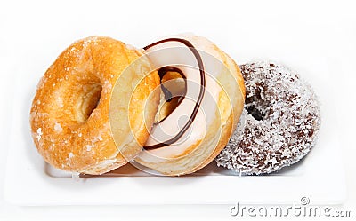 Creamy delicious donut (doughnut) isolated Stock Photo