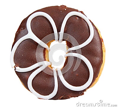 Creamy delicious donut (doughnut) isolated Stock Photo