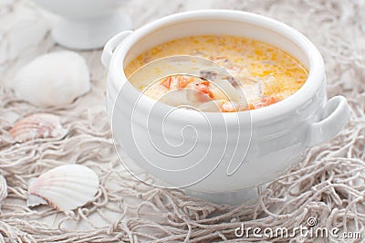 Creamy fish soup Stock Photo