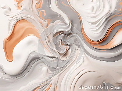 Creamy gray and muted orange fluid ink background, AI Stock Photo
