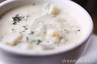 Bowl of New England clam chowder Stock Photo