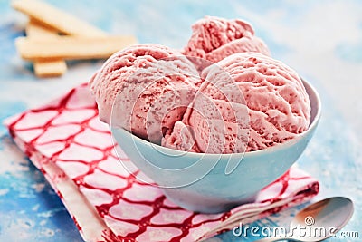 Creamy Italian strawberry gelato or ice cream Stock Photo