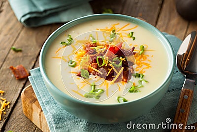 Creamy Loaded Baked Potato Soup Stock Photo