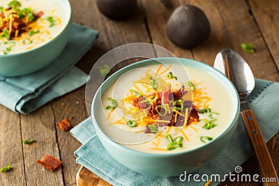 Creamy Loaded Baked Potato Soup Stock Photo