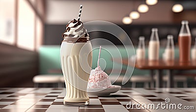 Creamy milkshake on the table Generative AI Stock Photo