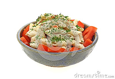 Creamy Pasta Salad Front View Stock Photo