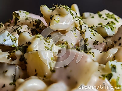 Creamy pasta salad in the North German style Stock Photo