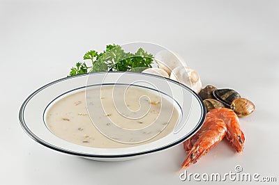 Creamy Seafood Soup Stock Photo