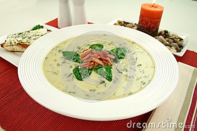 Creamy Spinach Soup Stock Photo