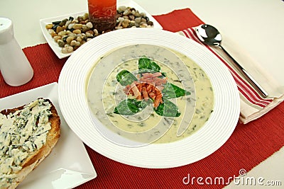 Creamy Spinach Soup Stock Photo