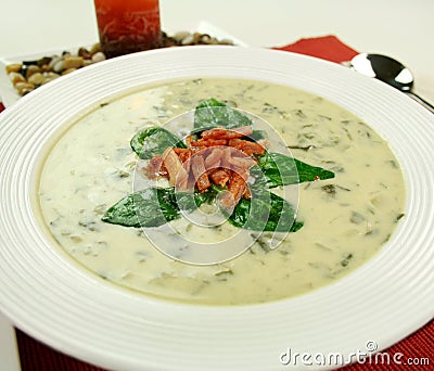 Creamy Spinach Soup Stock Photo