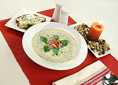 Creamy Spinach Soup Stock Photo