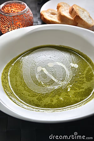 Creamy Spinach Soup Stock Photo