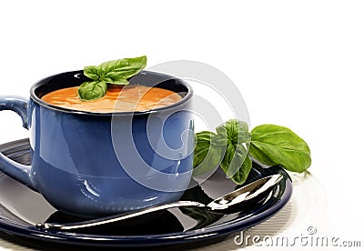 Tomato Soup Basil Stock Photo