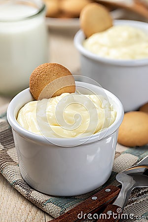 Creamy vanilla pudding in a cup Stock Photo